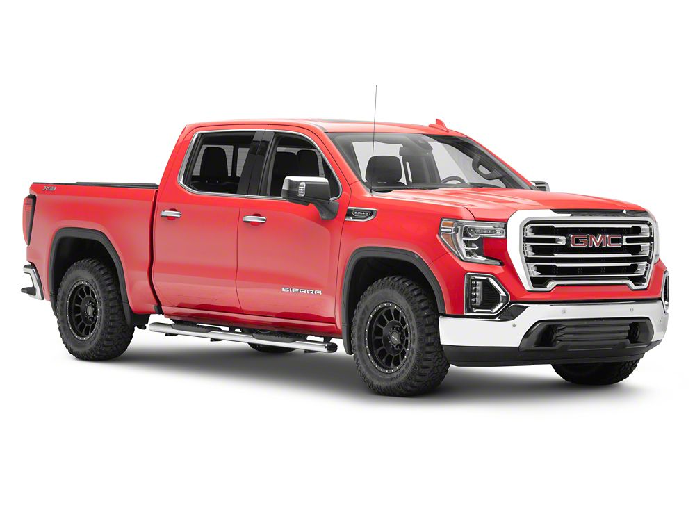 Barricade E-Series 5-Inch Oval Straight Side Step Bars; Stainless Steel (19-25 Sierra 1500 Crew Cab)