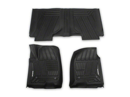 Barricade Custom Fit All-Weather Front and Rear Floor Liners; Black (19-25 Sierra 1500 Crew Cab)