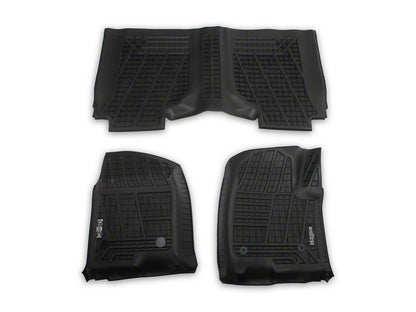 Barricade Custom Fit All-Weather Front and Rear Floor Liners; Black (19-25 Sierra 1500 Crew Cab)