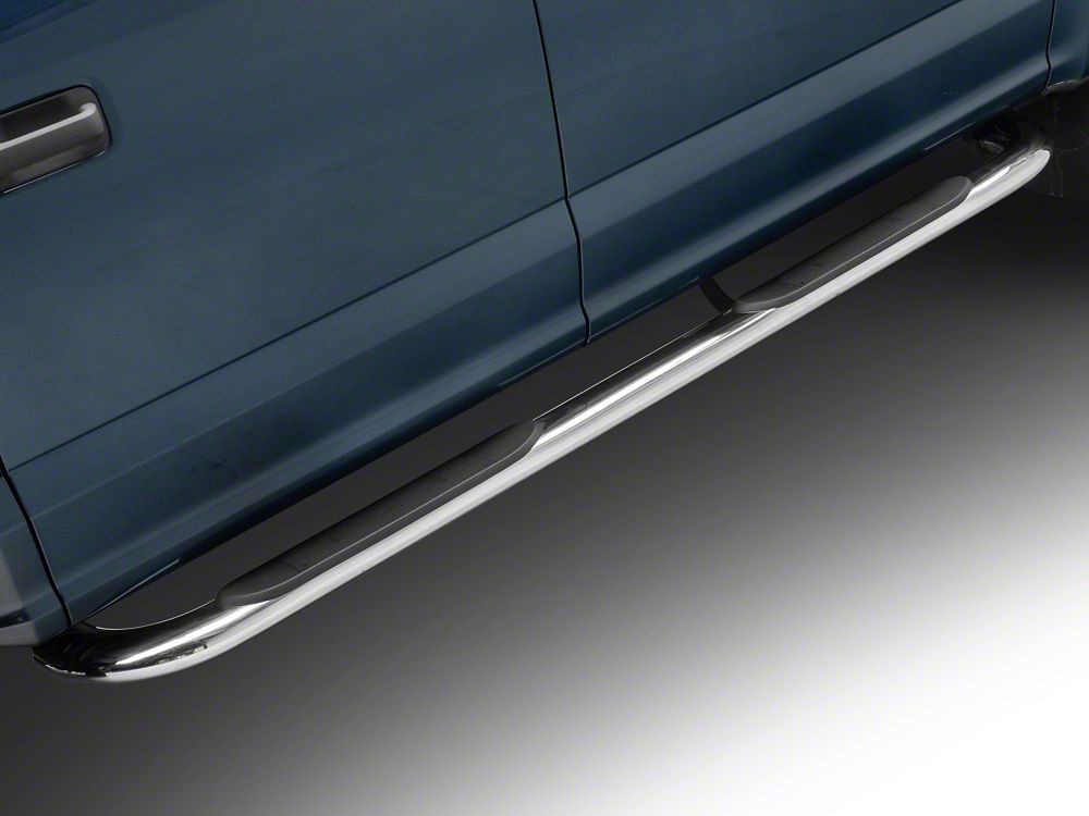 Barricade 4-Inch Oval 90 Degree Bent End Side Step Bars; Stainless Steel (17-25 F-250 Super Duty SuperCrew)