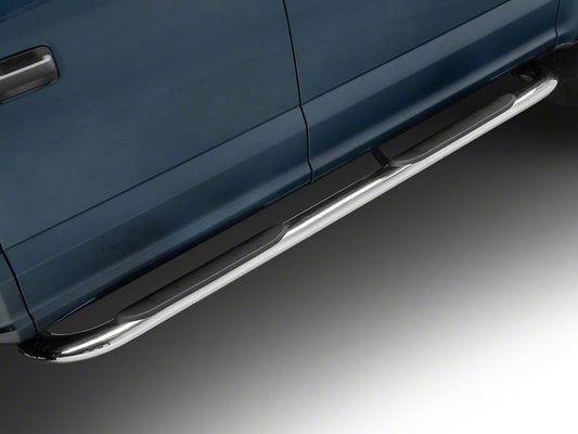 Barricade 4-Inch Oval 90 Degree Bent End Side Step Bars; Stainless Steel (17-25 F-250 Super Duty SuperCrew)