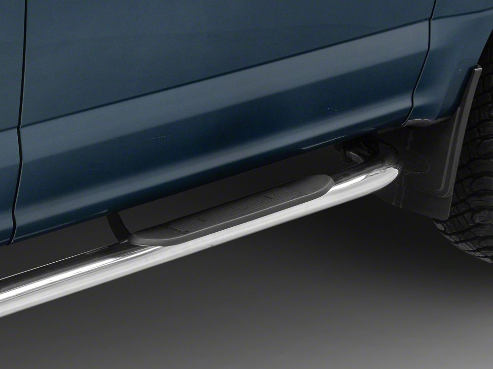 Barricade 4-Inch Oval 90 Degree Bent End Side Step Bars; Stainless Steel (17-25 F-250 Super Duty SuperCrew)