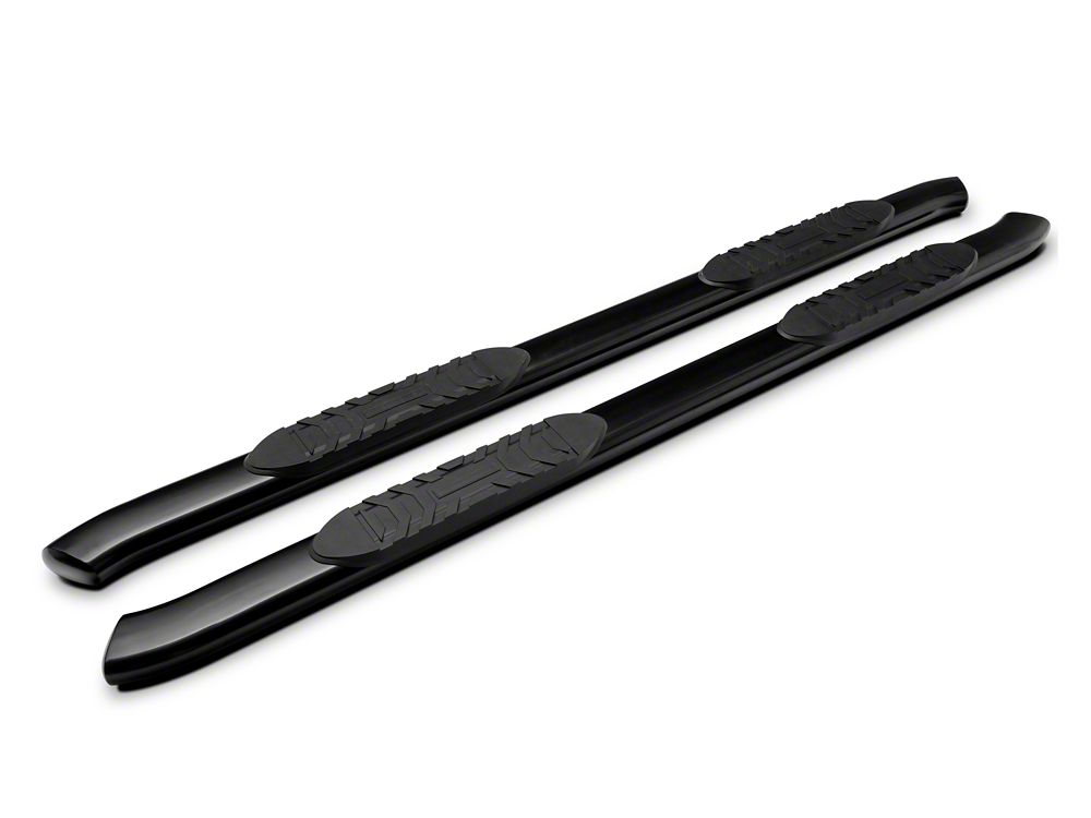 Barricade 5-Inch Oval 60 Degree Bent End Side Step Bars; Black (17-25 F-250 Super Duty SuperCrew)