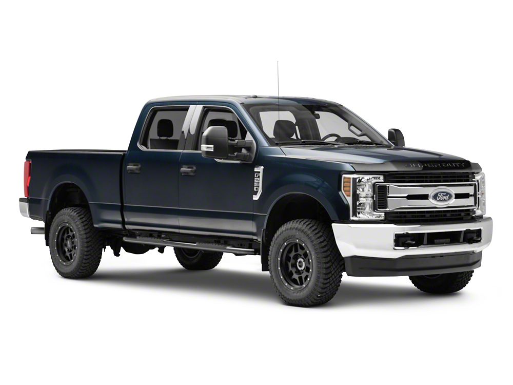 Barricade 5-Inch Oval 60 Degree Bent End Side Step Bars; Black (17-25 F-250 Super Duty SuperCrew)