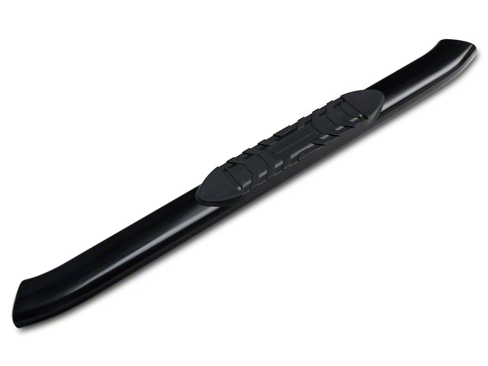 Barricade 5-Inch Oval 60 Degree Bent End Side Step Bars; Black (17-25 F-250 Super Duty Regular Cab)