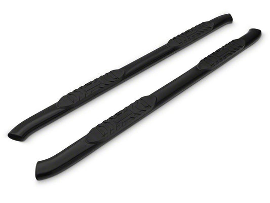 Barricade 5-Inch Oval 60 Degree Bent End Side Step Bars; Black (17-25 F-250 Super Duty SuperCab)