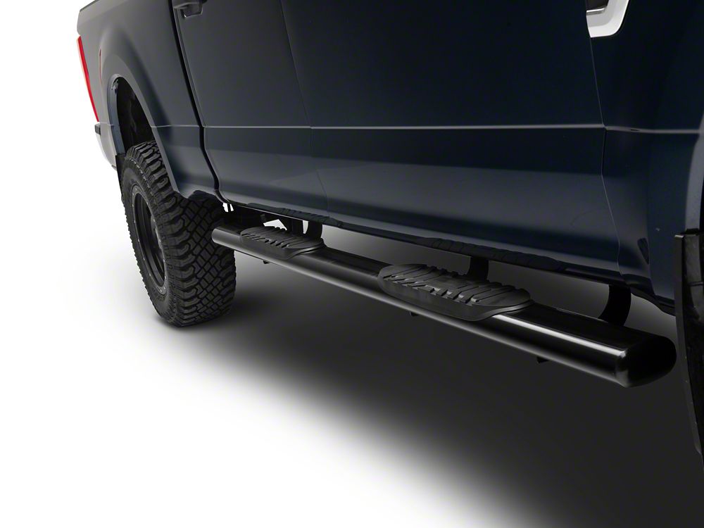 Barricade 5-Inch Oval Straight End Side Step Bars; Black (17-25 F-250 Super Duty SuperCrew)