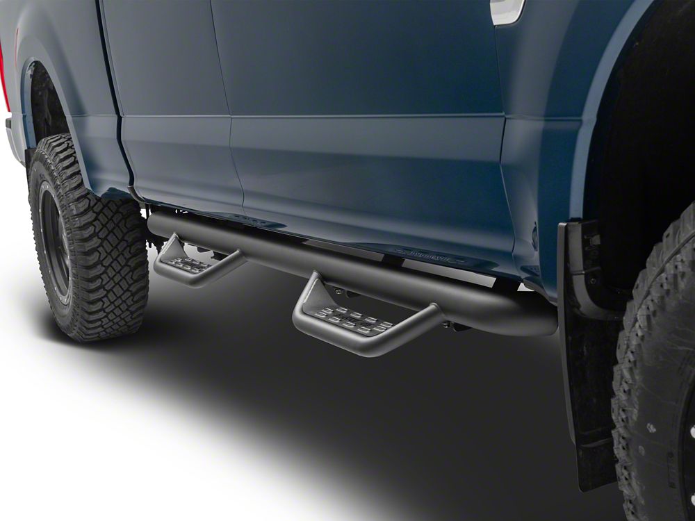 Barricade Tubular Drop Steps; Fine Textured Black Finish (17-25 F-250 Super Duty SuperCrew)