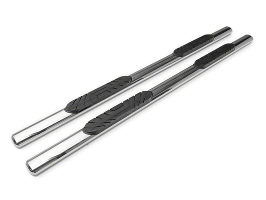 Barricade 4-Inch Oval Straight End Side Step Bars; Rocker Mount; Stainless Steel (07-19 Sierra 3500 HD Crew Cab)