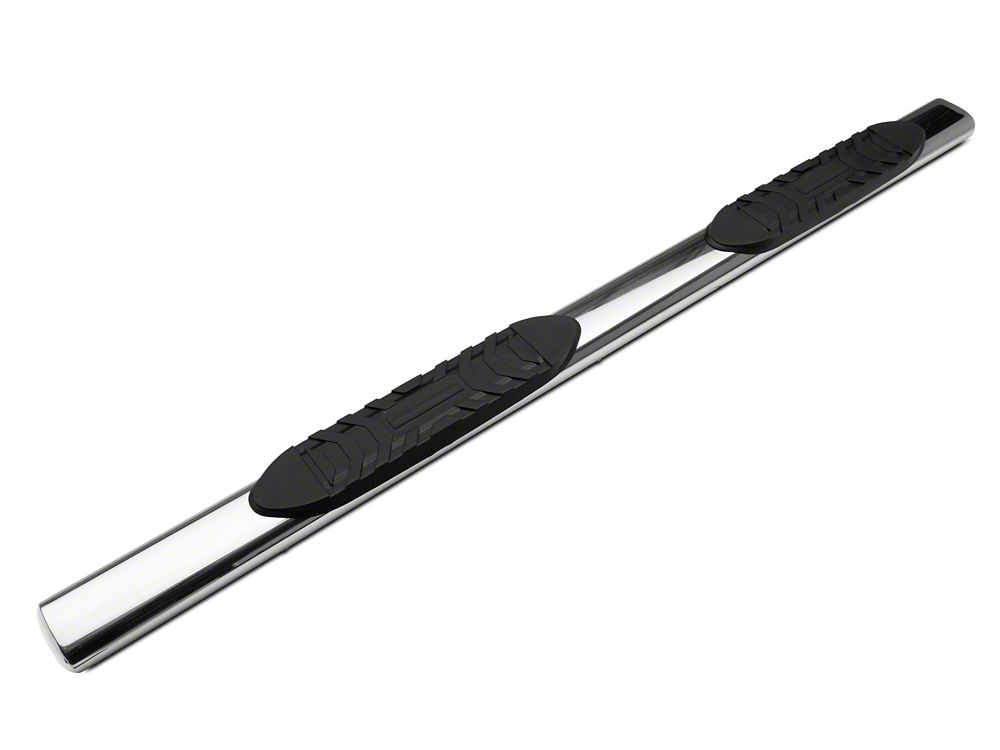 Barricade 5-Inch Oval Straight End Side Step Bars; Rocker Mount; Stainless Steel (07-19 Sierra 3500 HD Extended/Double Cab)