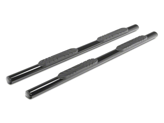 Barricade 4-Inch Oval Straight End Side Step Bars; Black (20-25 Sierra 3500 HD Double Cab)