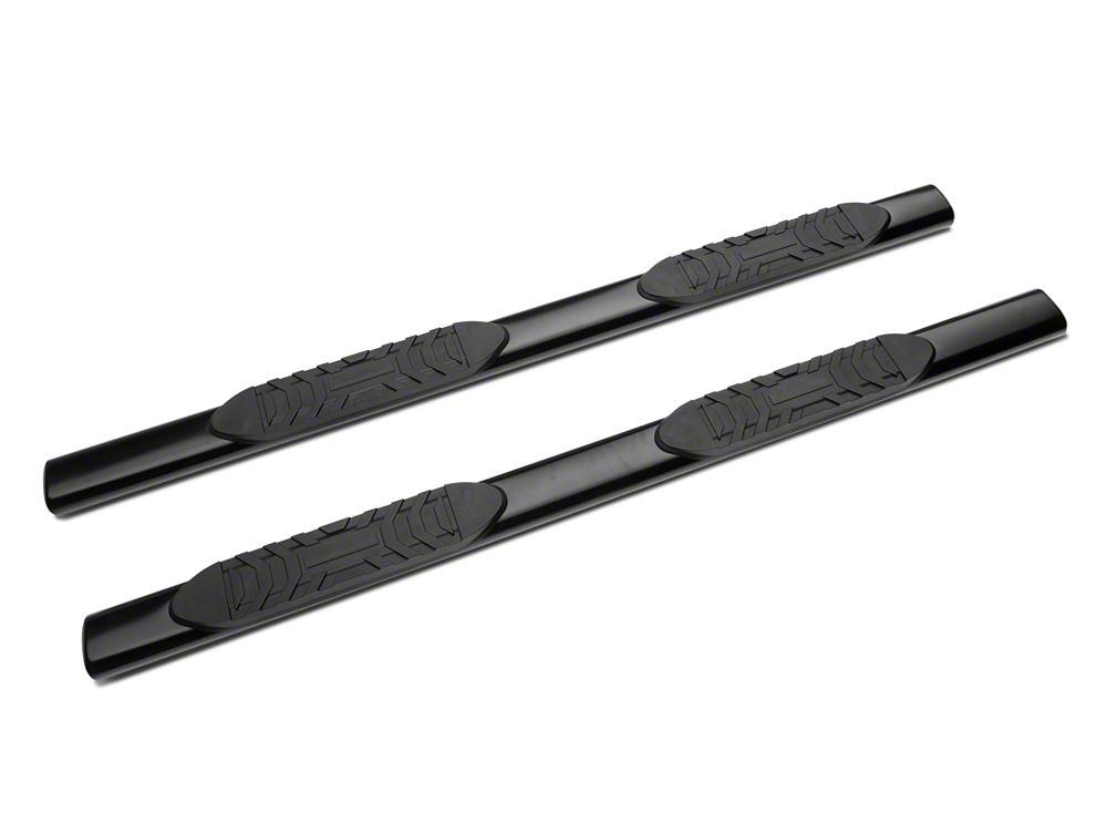 Barricade 5-Inch Oval Straight End Side Step Bars; Black (20-25 Sierra 3500 HD Double Cab)