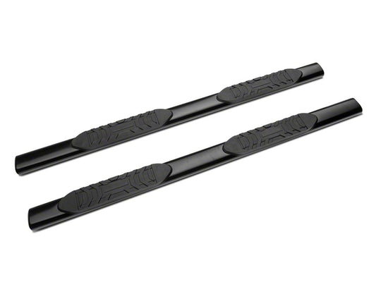 Barricade 5-Inch Oval Straight End Side Step Bars; Black (20-25 Sierra 3500 HD Double Cab)