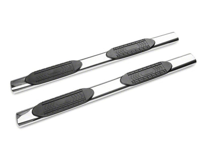 Barricade 5-Inch Oval Straight End Side Step Bars; Stainless Steel (20-25 Sierra 3500 HD Double Cab)