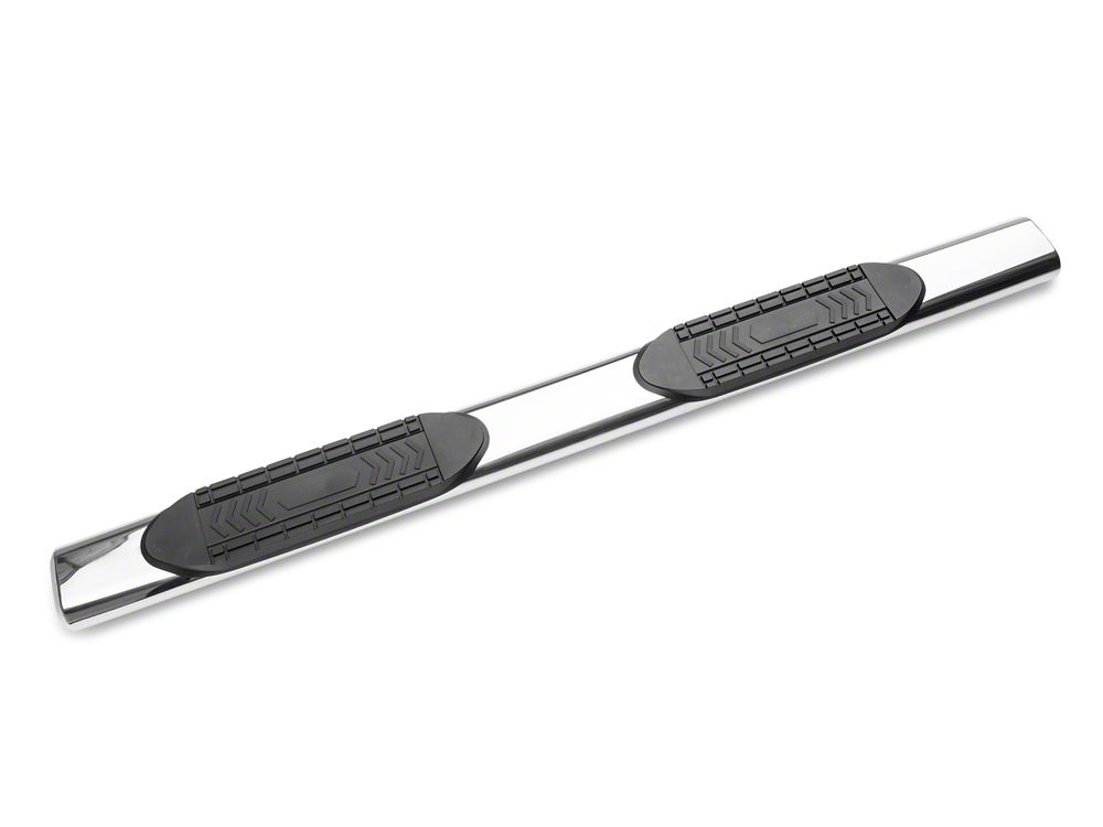 Barricade 5-Inch Oval Straight End Side Step Bars; Stainless Steel (20-25 Sierra 3500 HD Double Cab)