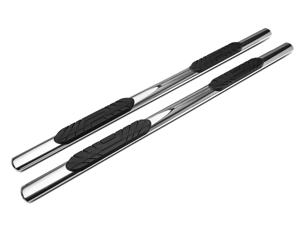 Barricade 4-Inch Oval Straight End Side Step Bars; Stainless Steel (07-14 Silverado 3500 HD Crew Cab)