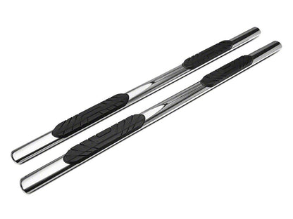 Barricade 4-Inch Oval Straight End Side Step Bars; Stainless Steel (07-14 Silverado 3500 HD Crew Cab)