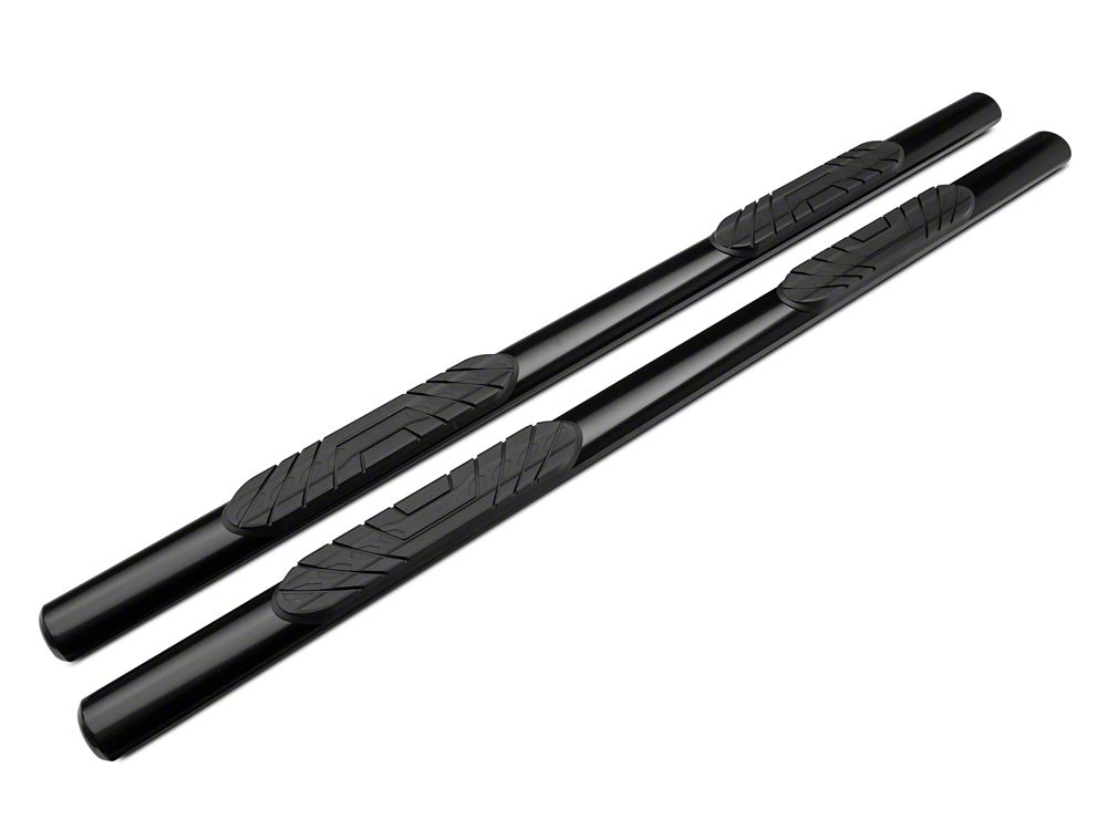 Barricade 4-Inch Oval Straight End Side Step Bars; Rocker Mount; Black (07-19 Silverado 3500 HD Crew Cab)