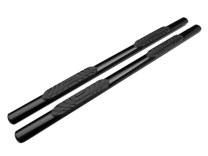 Barricade 4-Inch Oval Straight End Side Step Bars; Rocker Mount; Black (07-19 Silverado 3500 HD Crew Cab)