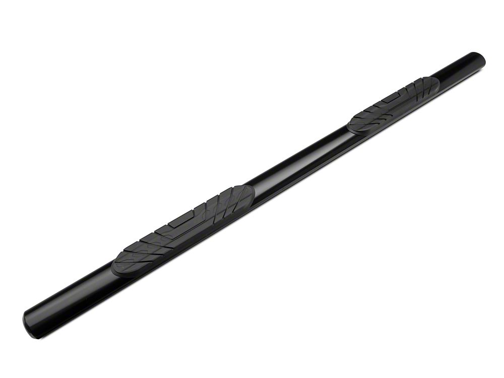 Barricade 4-Inch Oval Straight End Side Step Bars; Rocker Mount; Black (07-19 Silverado 3500 HD Crew Cab)