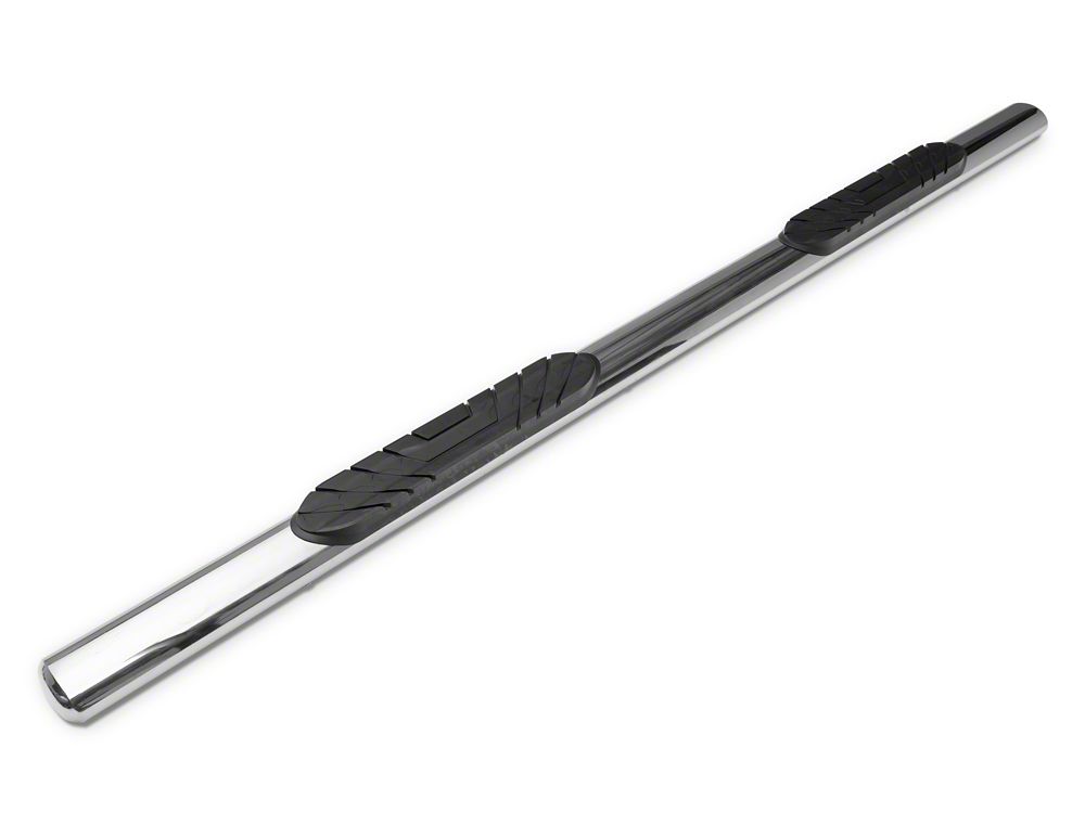 Barricade 4-Inch Oval Straight End Side Step Bars; Rocker Mount; Stainless Steel (07-19 Silverado 3500 HD Crew Cab)