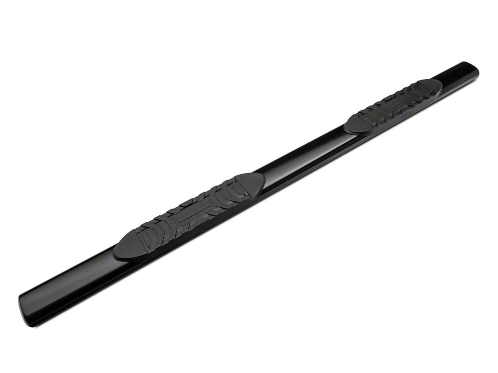 Barricade 5-Inch Oval Straight End Side Step Bars; Rocker Mount; Black (07-19 Silverado 3500 HD Crew Cab)