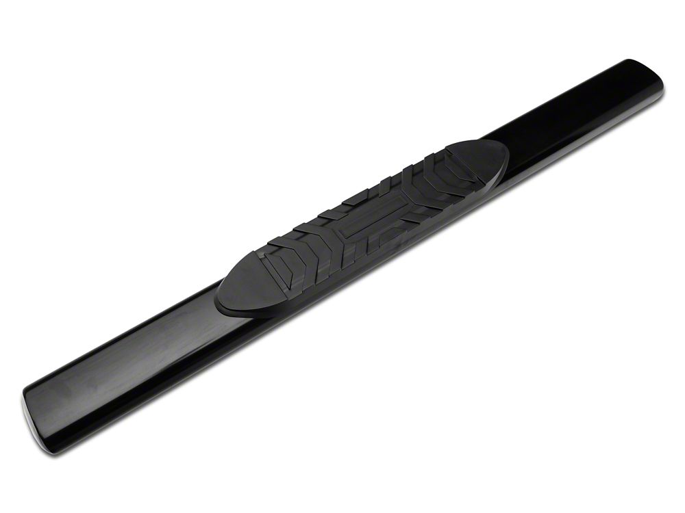 Barricade 5-Inch Oval Straight End Side Step Bars; Rocker Mount; Black (07-19 Silverado 3500 HD Regular Cab)