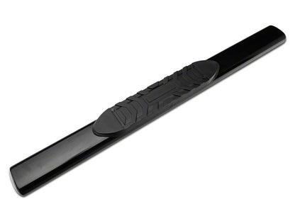 Barricade 5-Inch Oval Straight End Side Step Bars; Rocker Mount; Black (07-19 Silverado 3500 HD Regular Cab)