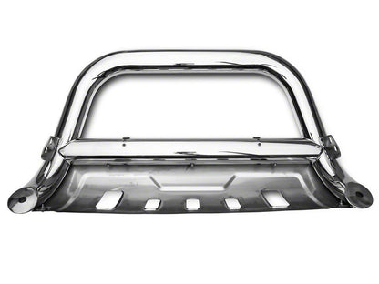 Barricade 3.50-Inch Oval Bull Bar with Skid Plate; Stainless Steel (11-19 Silverado 3500 HD)
