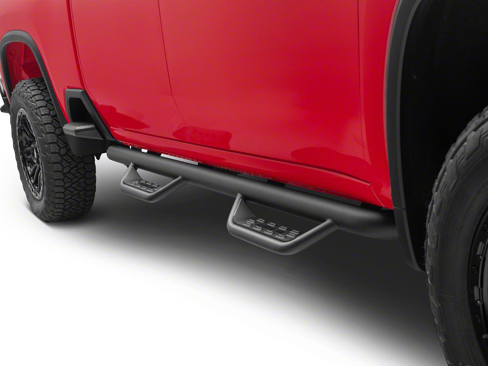 Barricade Tubular Drop Steps; Fine Textured Black Finish (20-25 Silverado 3500 HD Crew Cab)