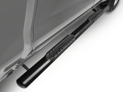 Barricade 4-Inch Oval Straight End Side Step Bars; Black (20-25 Silverado 3500 HD Crew Cab)