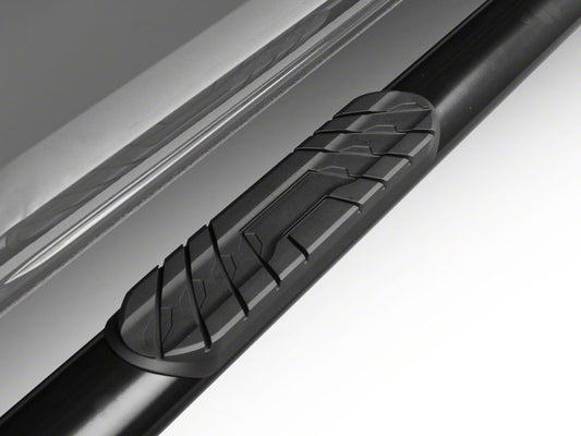 Barricade 4-Inch Oval Straight End Side Step Bars; Black (20-25 Silverado 3500 HD Crew Cab)