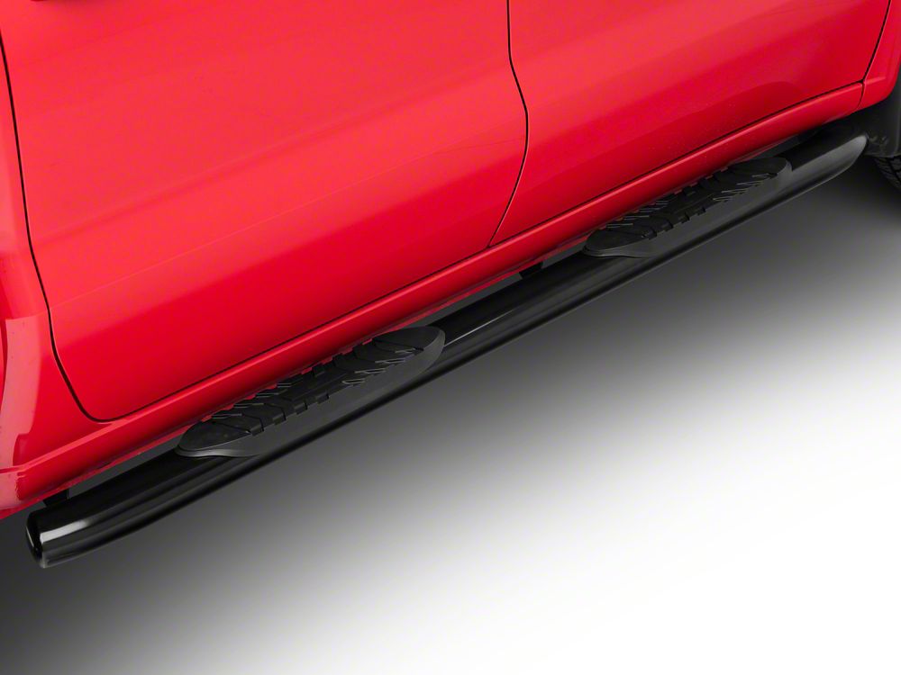 Barricade 5-Inch Oval Bent End Side Step Bars; Black (20-25 Silverado 3500 HD Crew Cab)
