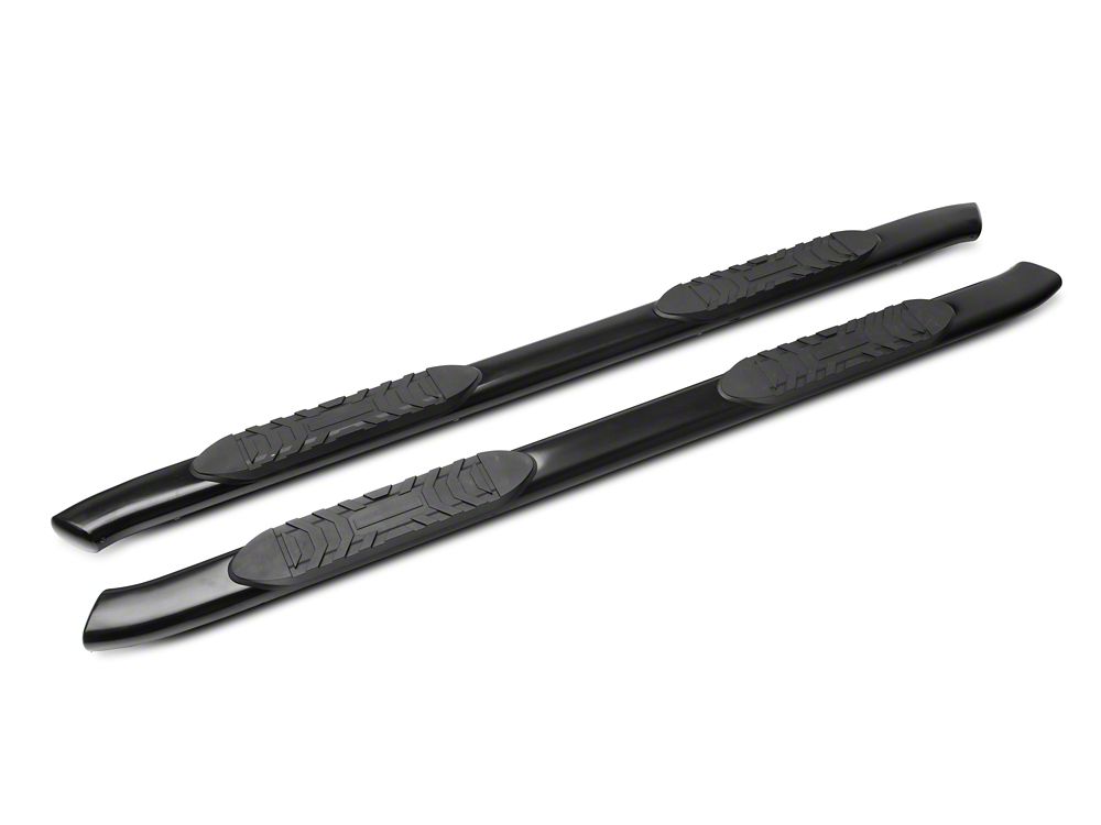 Barricade 5-Inch Oval Bent End Side Step Bars; Black (20-25 Silverado 3500 HD Crew Cab)