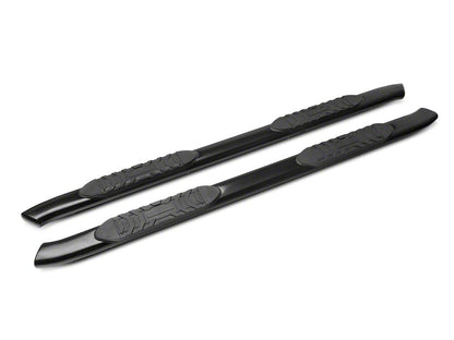 Barricade 5-Inch Oval Bent End Side Step Bars; Black (20-25 Silverado 3500 HD Crew Cab)