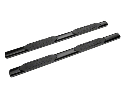 Barricade 5-Inch Oval Straight End Side Step Bars; Black (20-25 Silverado 3500 HD Double Cab)