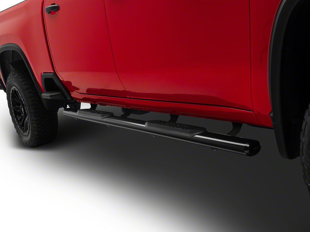 Barricade E-Series Oval Straight Side Step Bars; Black (20-25 Silverado 3500 HD Crew Cab)