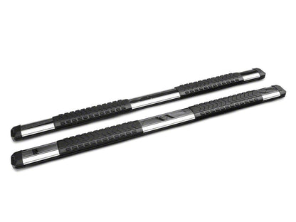 Barricade Saber 5-Inch Aluminum Side Step Bars; Stainless Cover Plates (20-25 Silverado 3500 HD Double Cab)