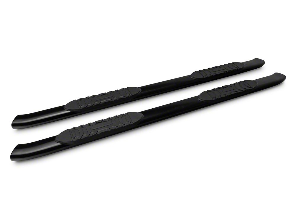 Barricade 5-Inch Oval 60 Degree Bent End Side Step Bars; Black (17-25 F-350 Super Duty SuperCab)