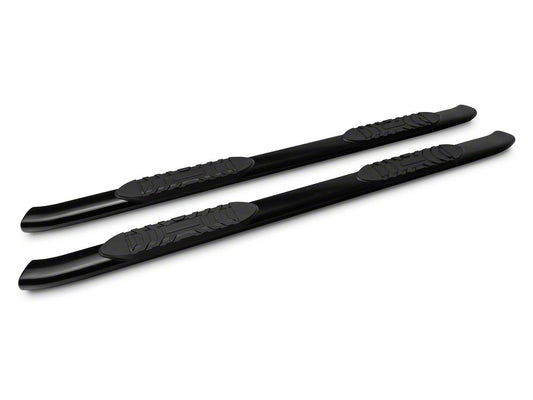Barricade 5-Inch Oval 60 Degree Bent End Side Step Bars; Black (17-25 F-350 Super Duty SuperCab)