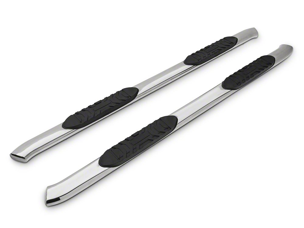 Barricade 5-Inch Oval 60 Degree Bent End Side Step Bars; Stainless Steel (17-25 F-350 Super Duty SuperCrew)