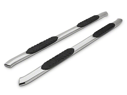 Barricade 5-Inch Oval 60 Degree Bent End Side Step Bars; Stainless Steel (17-25 F-350 Super Duty SuperCrew)