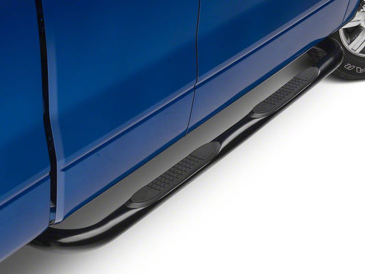 Barricade 3-Inch Round Curved Side Step Bars; Gloss Black (09-14 F-150)