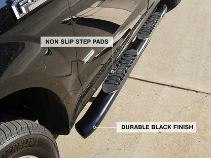 Barricade 5-Inch Oval 60 Degree Bent End Side Step Bars; Black (15-25 F-150)