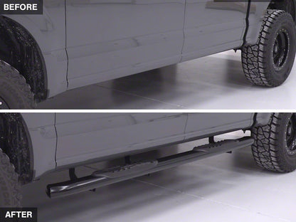 Barricade 5-Inch Oval 60 Degree Bent End Side Step Bars; Black (15-25 F-150)