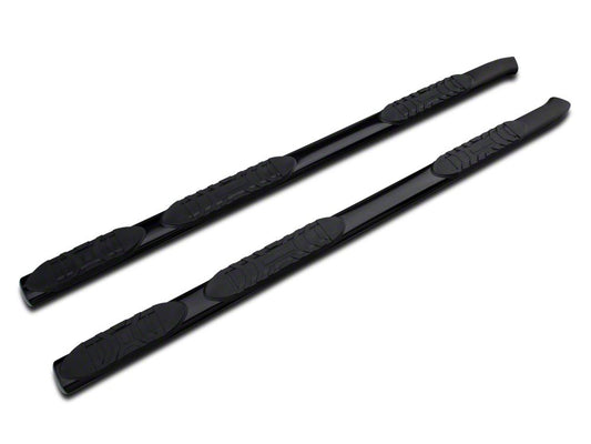 Barricade 5-Inch Oval Bent End Wheel to Wheel Side Step Bars; Black (15-25 F-150 SuperCab, SuperCrew)