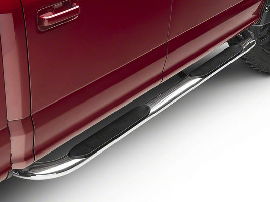 Barricade 4-Inch Oval 90 Degree Bent End Side Step Bars; Stainless Steel (15-25 F-150)