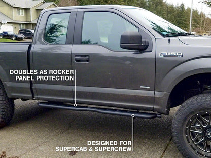 Barricade HD Rocker Steps; Textured Black (15-25 F-150 SuperCab, SuperCrew)