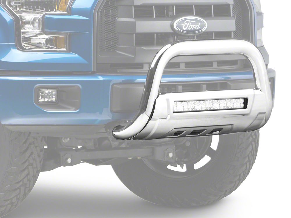Barricade HD Bull Bar with Skid Plate and 20-Inch LED Dual-Row LED Light Bar; Polished SS (04-25 F-150, Excluding Raptor)