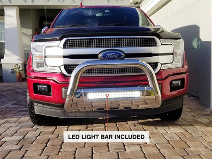 Barricade HD Bull Bar with Skid Plate and 20-Inch LED Dual-Row LED Light Bar; Polished SS (04-25 F-150, Excluding Raptor)